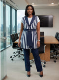 Stripped Navy Blue Half Coat Suit