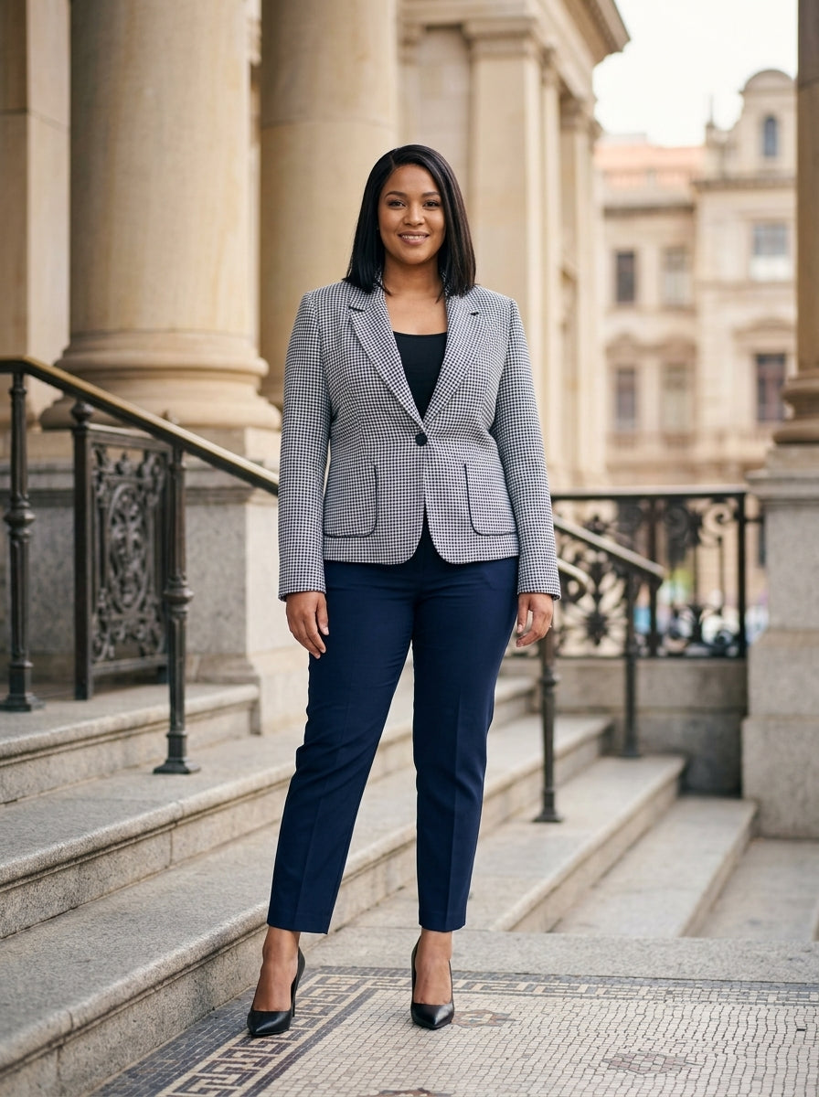 Navy blue Checked Blazer
