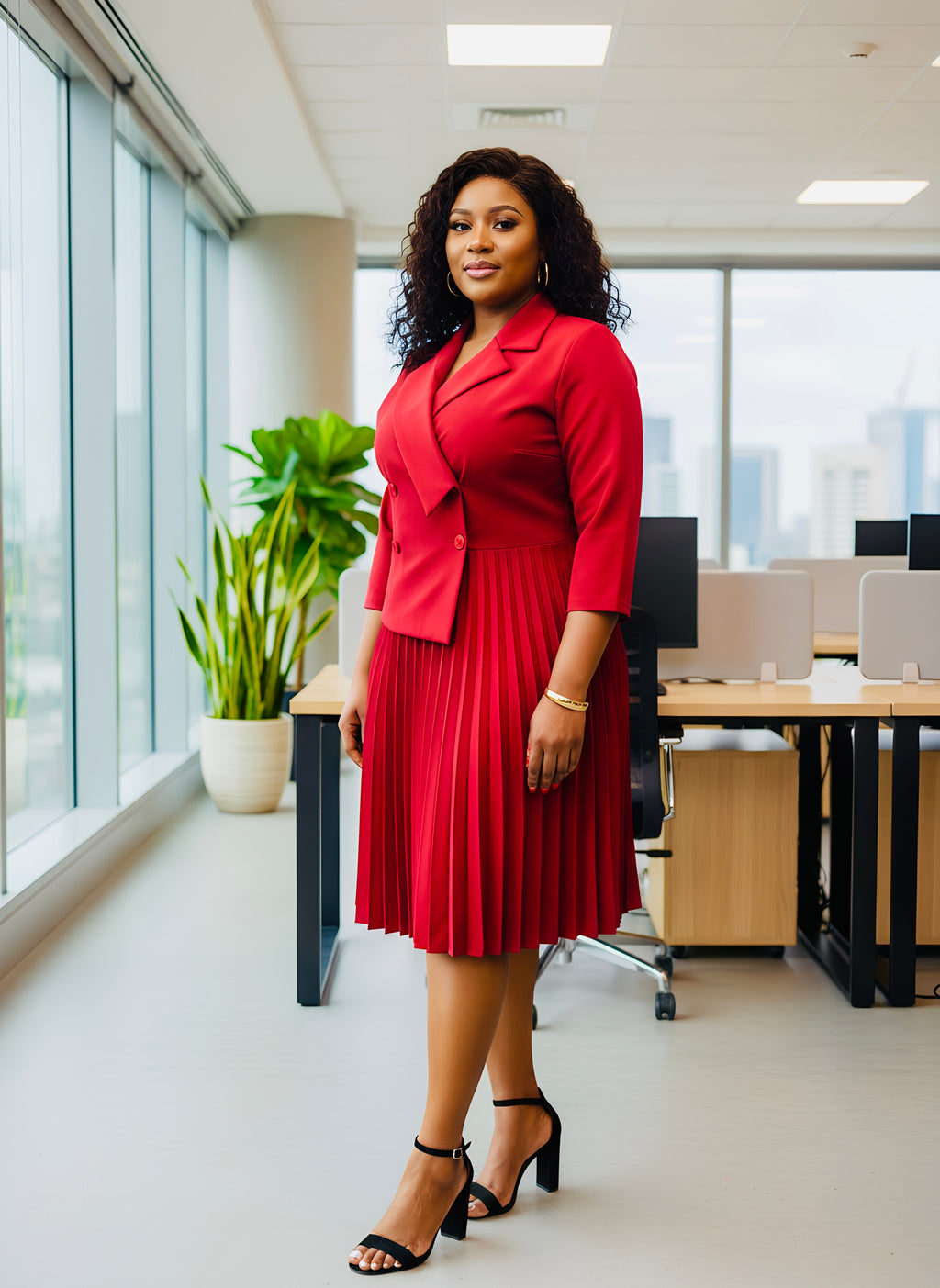 Pleated Blazer Dress