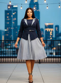 Navy & Grey Skater Dress