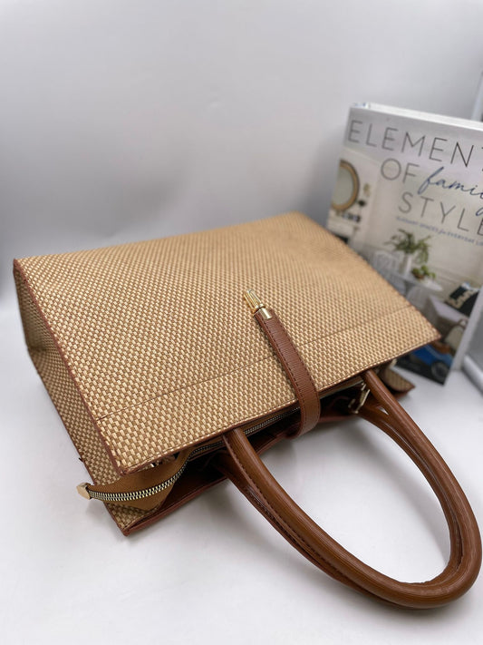 Tan Brown Wooven Handbag