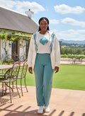 White in Mint Green Tracksuit set