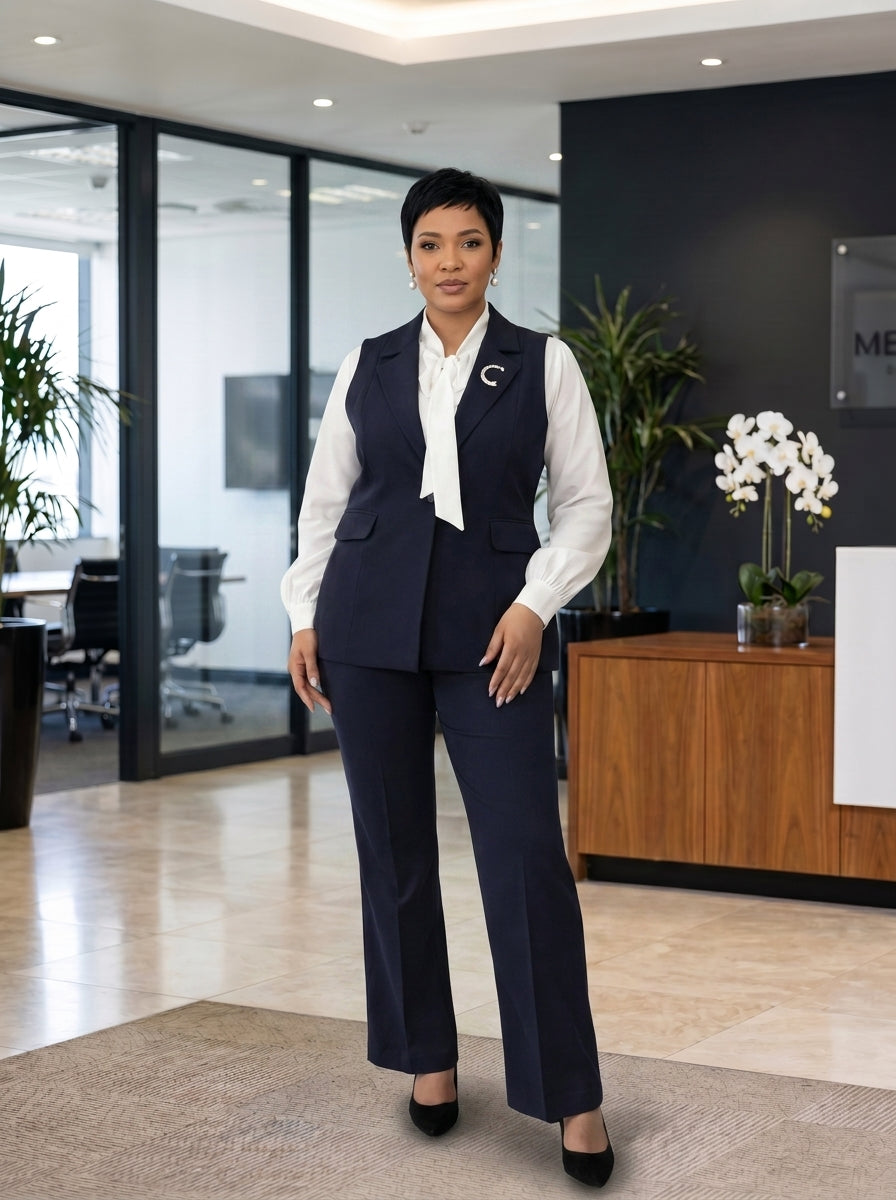 Navy Blue 3 piece Trouser suits