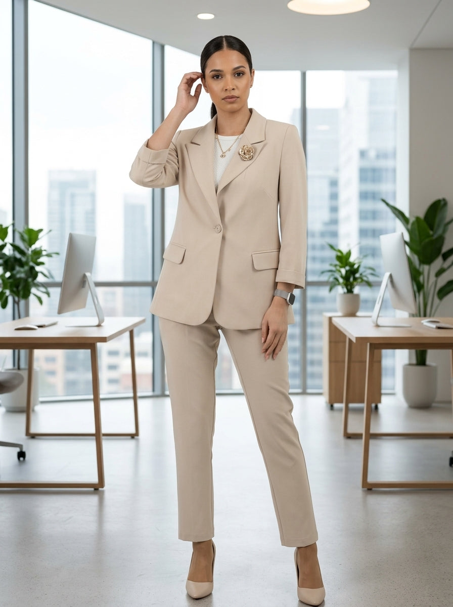 Beige Trouser Suit
