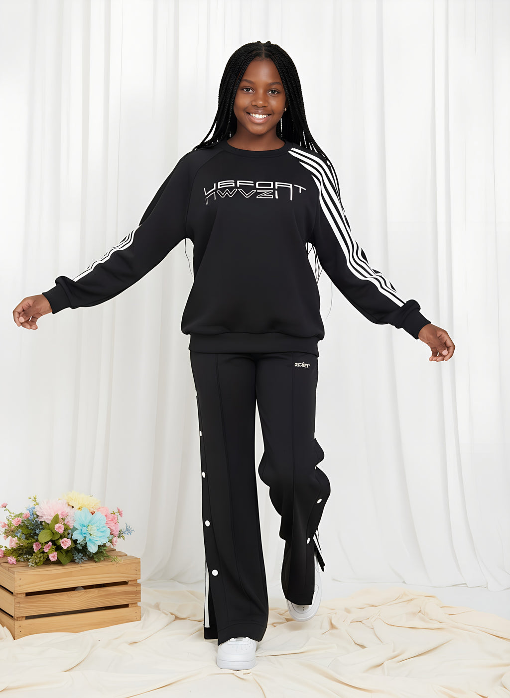Crop Top, Baggy Pants set
