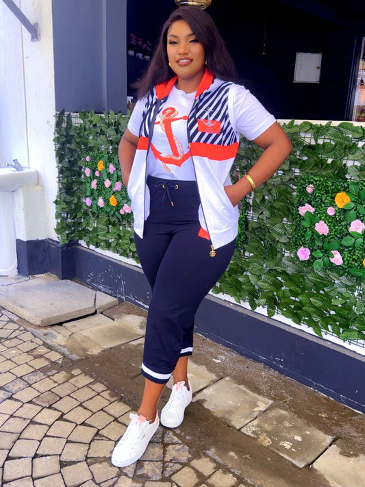 White Anchor Short set ~ 3 piece