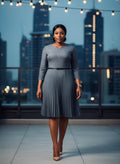 Grey Pleated Aline dress
