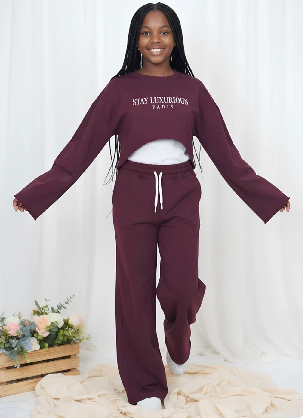 Crop top, wide leg pants for Girls
