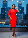 Red straight dress