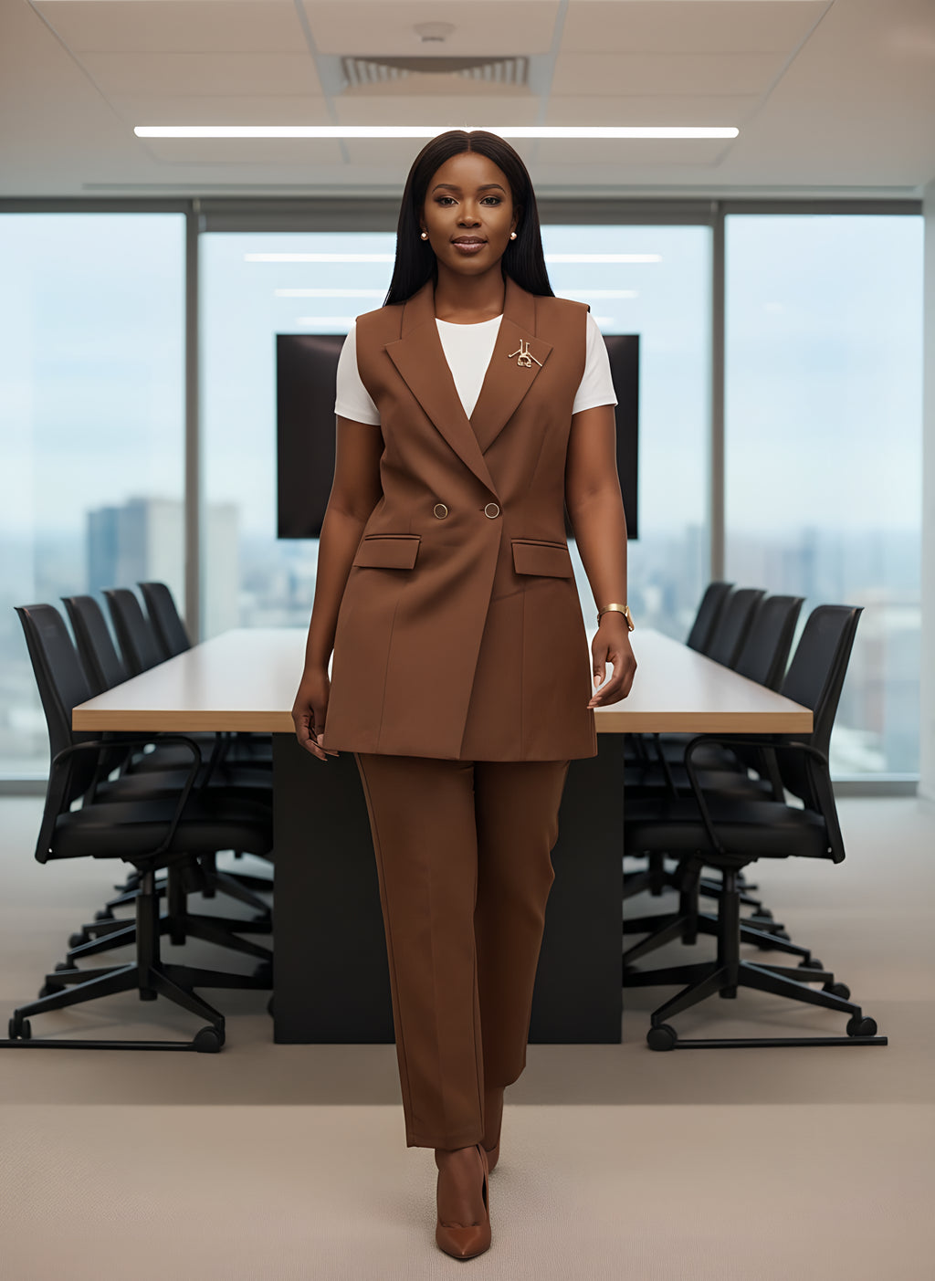 Brown Half Coat Suit