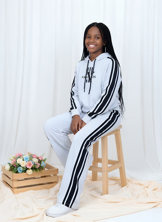 Grey set, Wide leg with hooded top, Teen sets