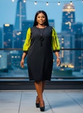 Black Dress – Lime Green Sleeve Detail