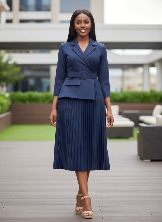 Navy Blue pleated dress