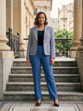 Navy blue Checked Blazer