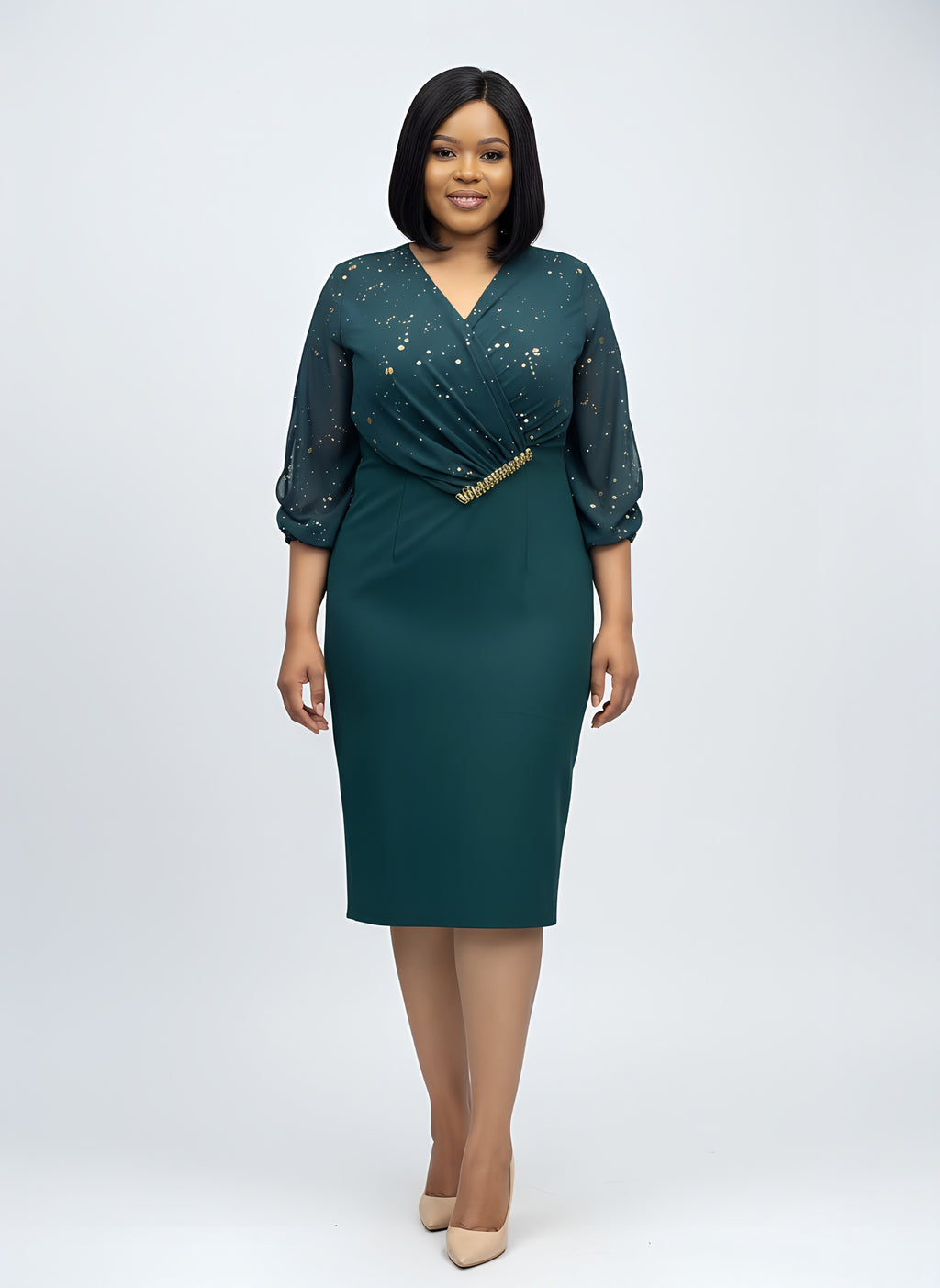 Jungle Green with gold Dress