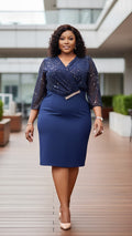 Navy Blue with gold Dress