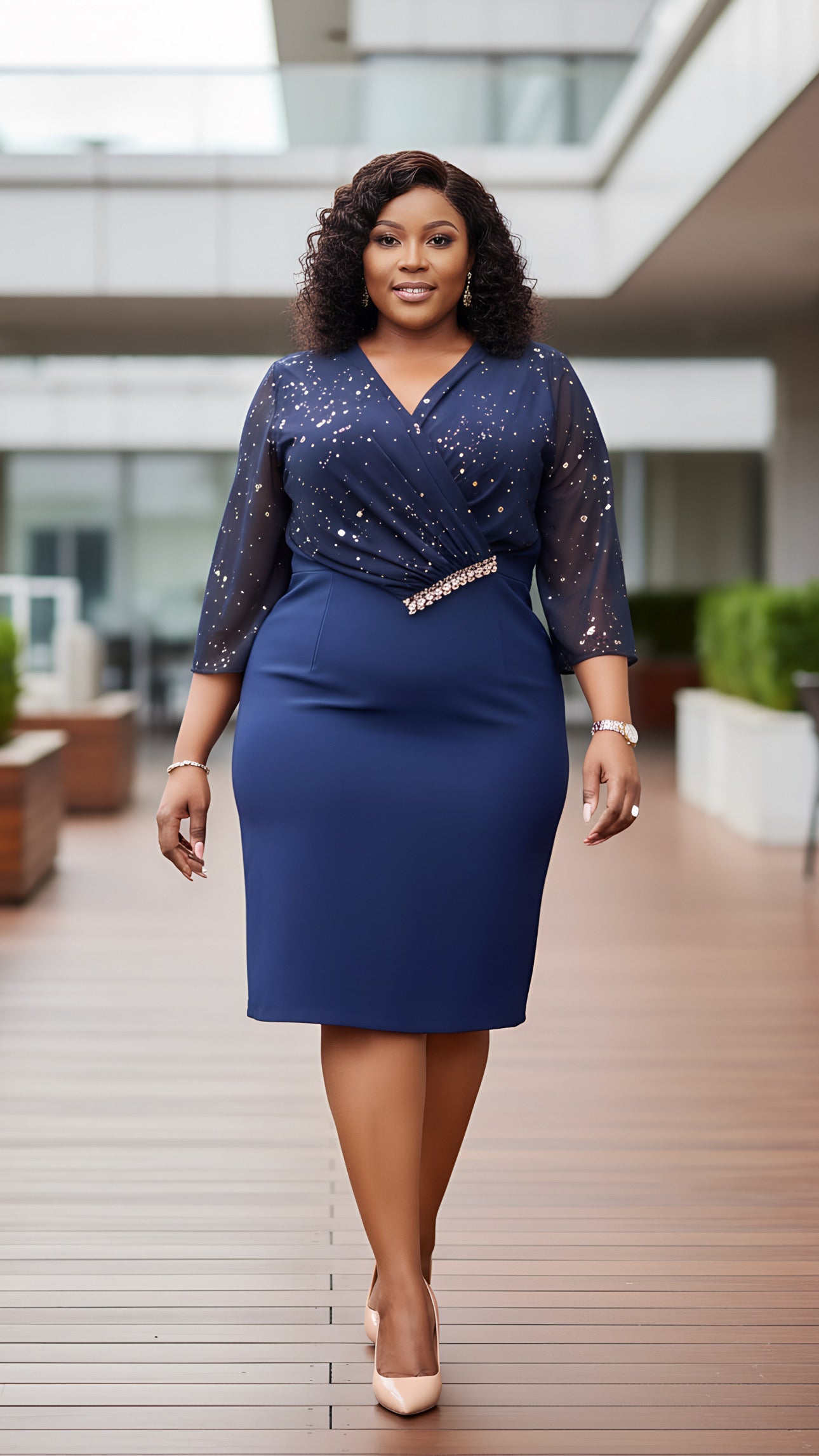 Navy Blue with gold Dress