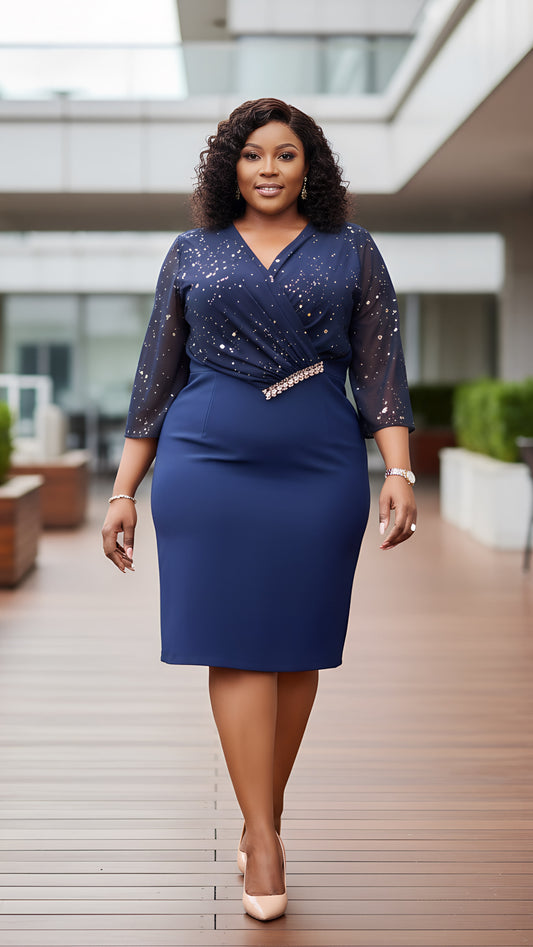 Navy Blue with gold Dress