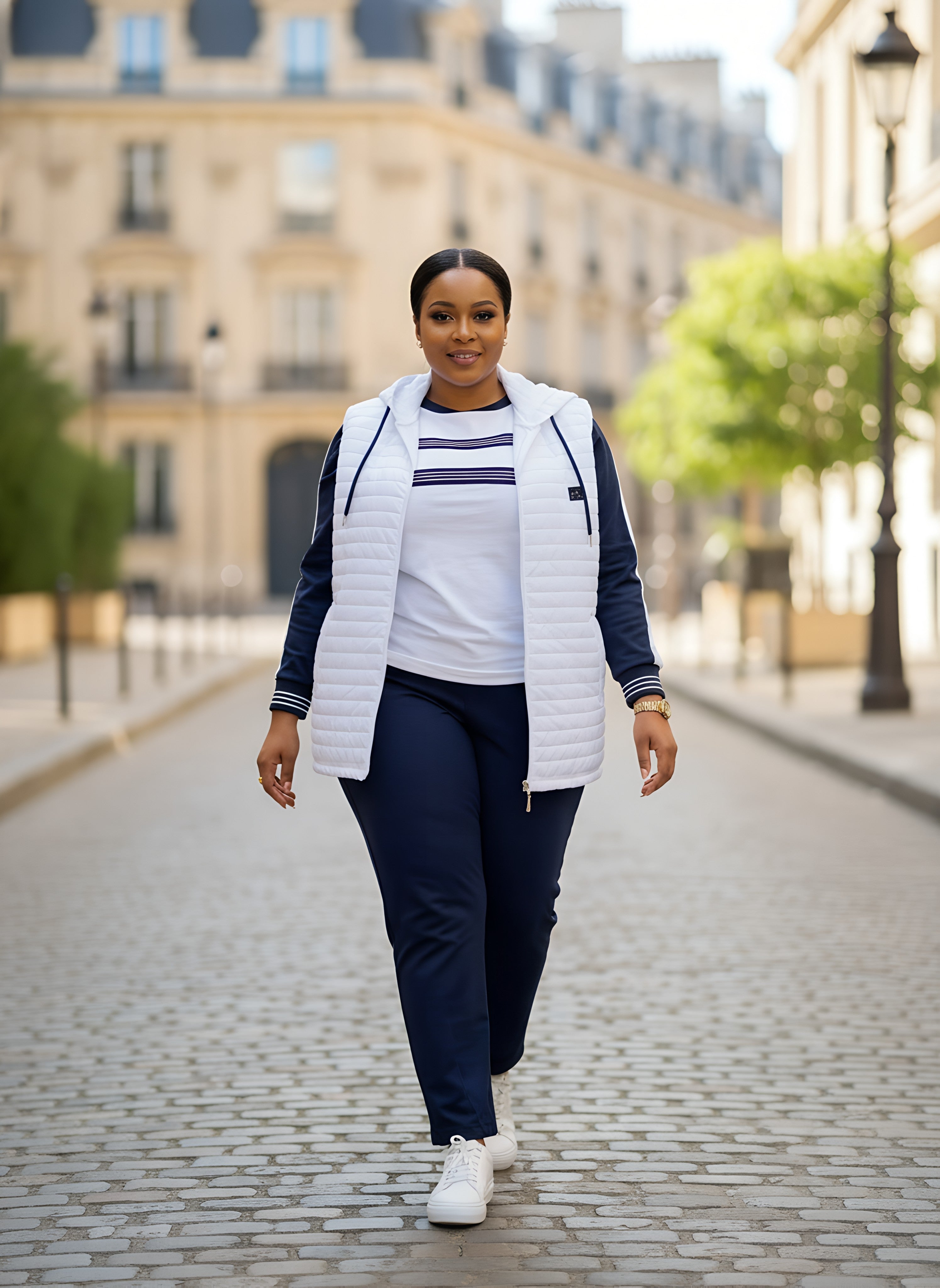 White Half Coat, 3 piece Tracksuit set