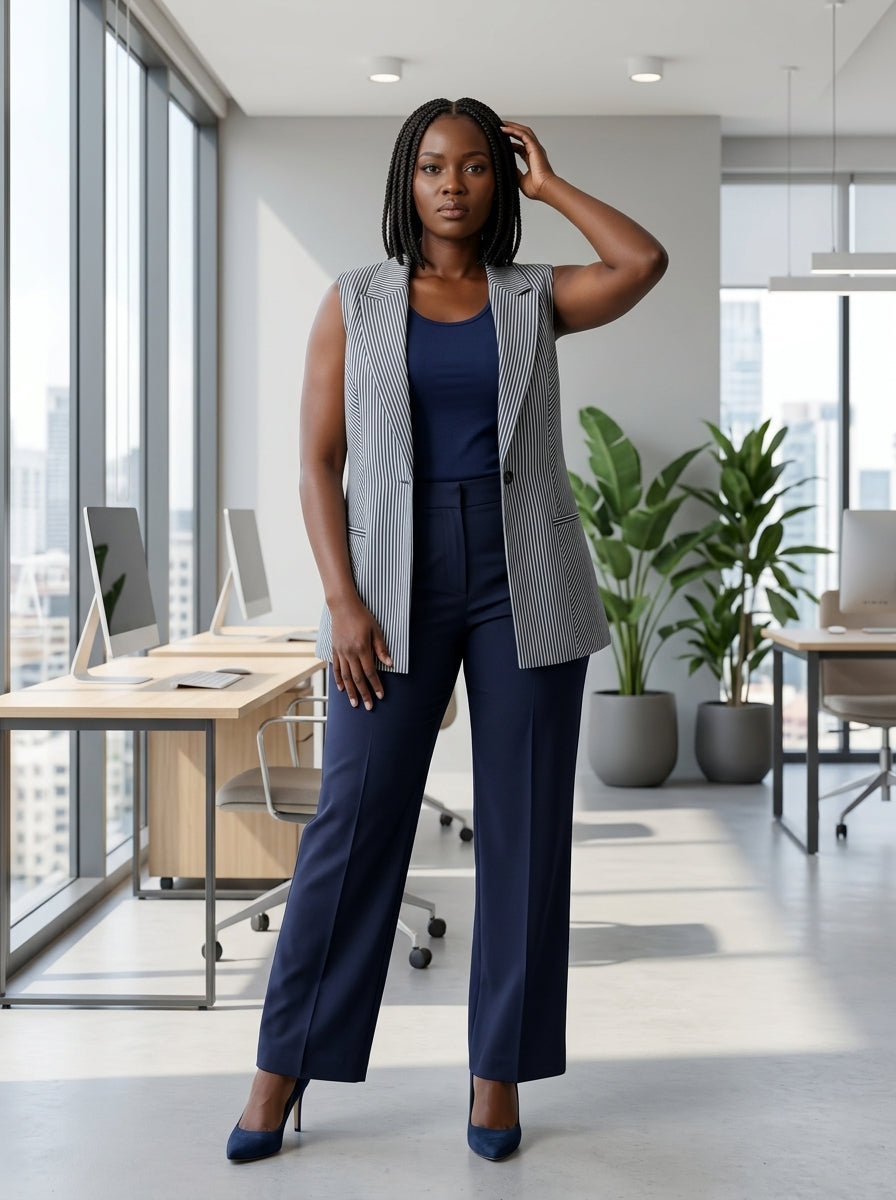 Sleeveless Coat Trouser suit