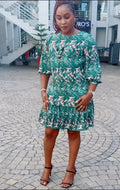 Spring green & pink dress