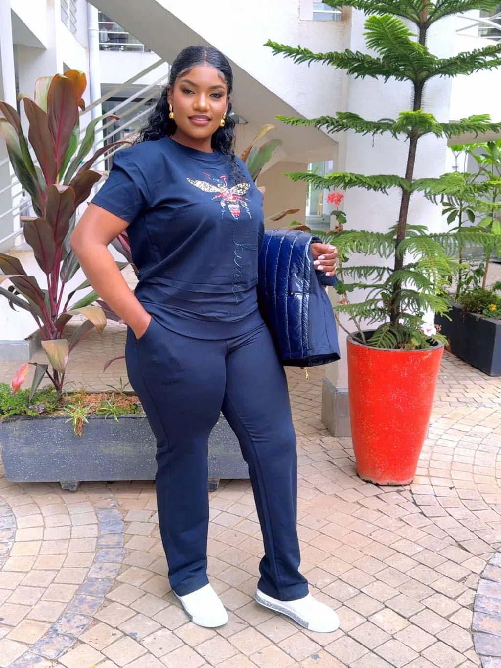 Navy on Navy Blue Tracksuit Set
