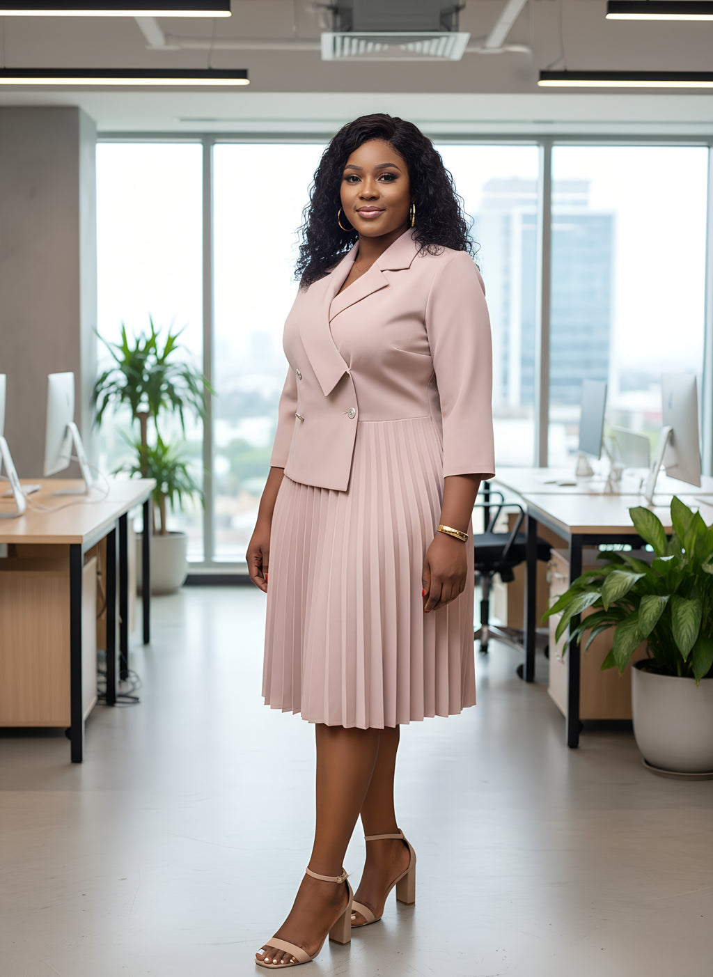 Pleated Blazer Dress