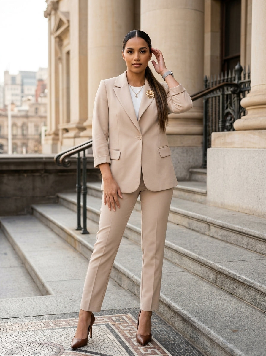 Beige Trouser Suit