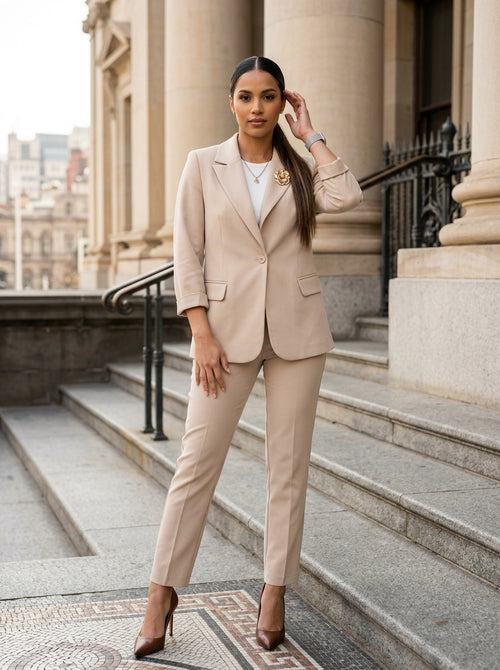 Beige Trouser Suit