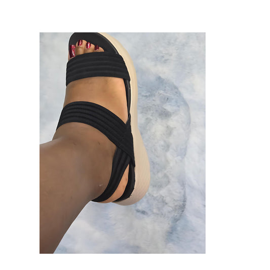 Black Strapped Sandals - Back care