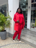 Red Long coat, 3 piece Tracksuit