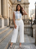 White kneated top jumpsuit