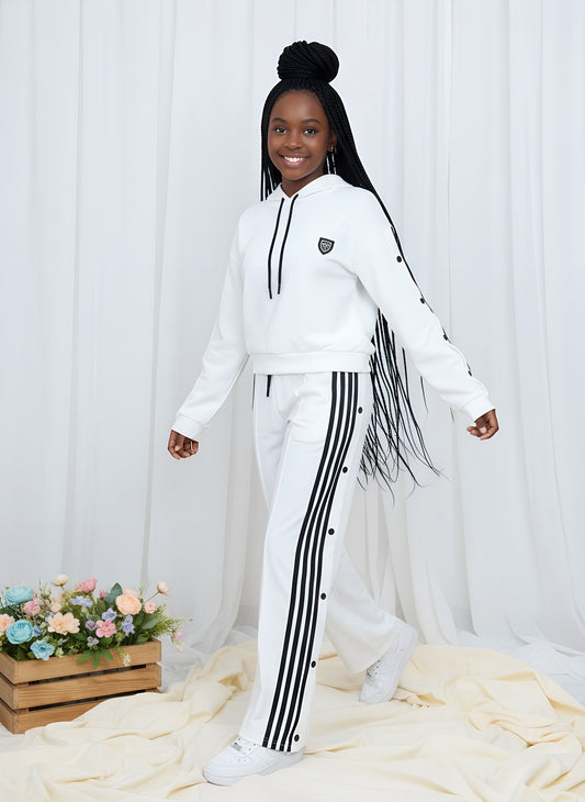 With Hood, crop top, wide leg set, Teen sets