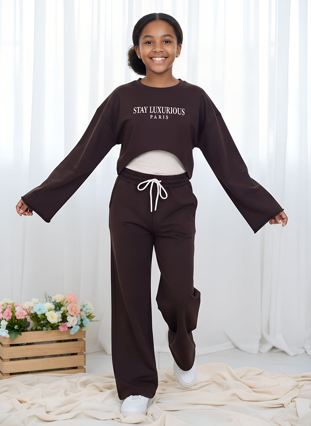 Crop top, wide leg pants for Girls