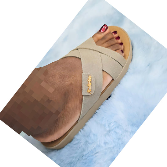 Beige Suede Sandals - Back care