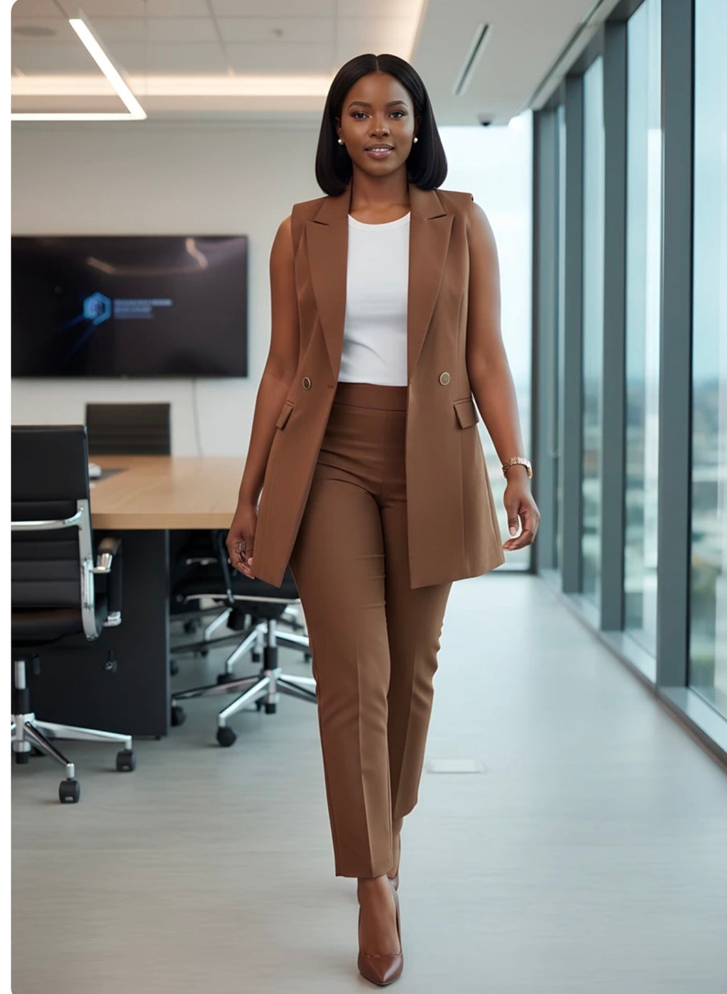 Brown Half Coat Suit