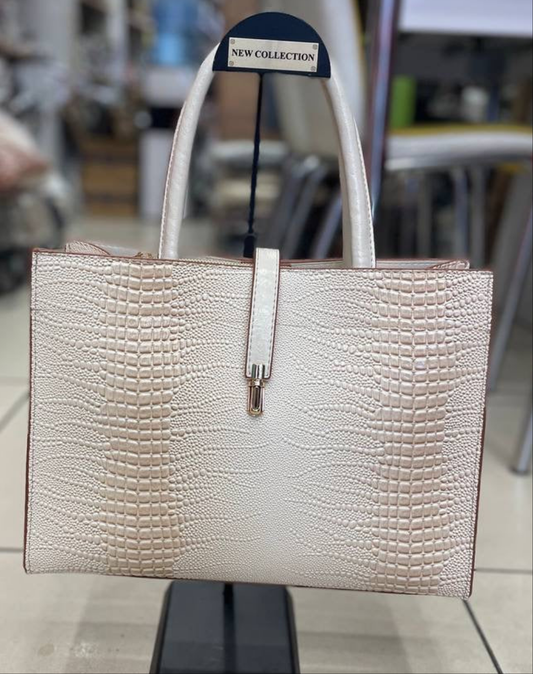 Ivory White Leather Handbag