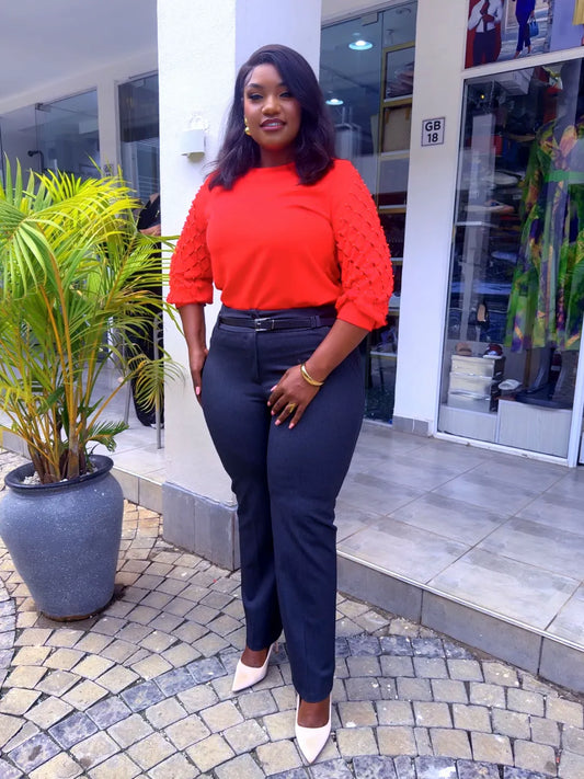 Red on Grey Pant set