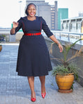 Navy Blue Polka Dot Skater dress