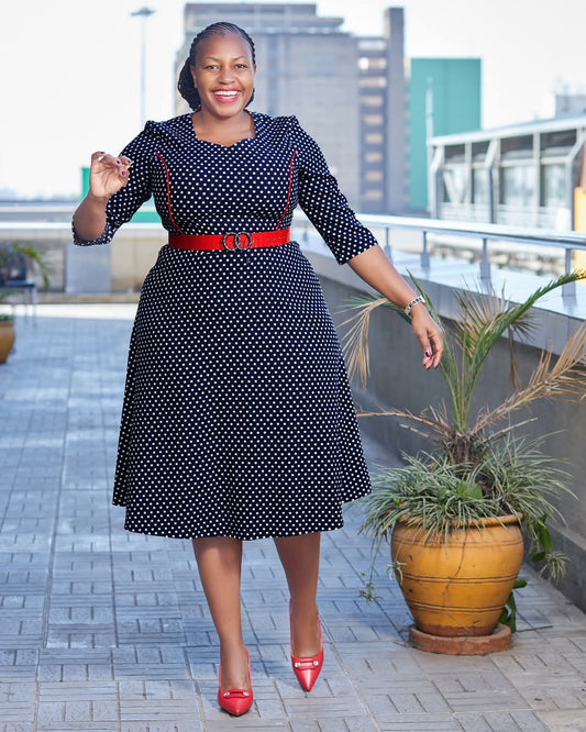 Navy Blue Polka Dot Skater dress