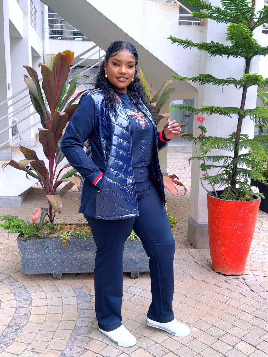 Navy on Navy Blue Tracksuit Set