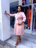 Beige  Pleated Blazer Dress
